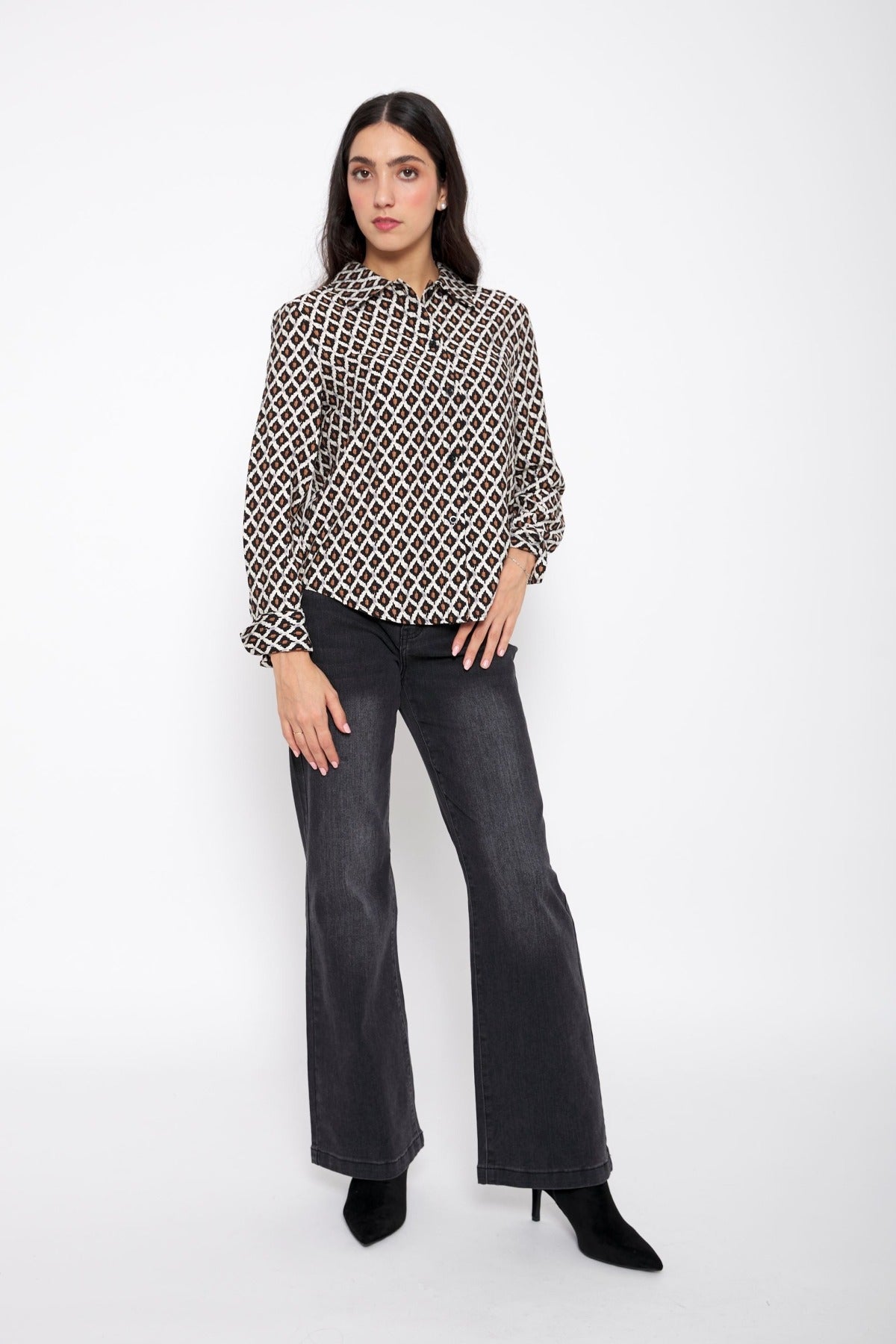 BLUSA CAMISERA ESTAMPADA DIBUJO RETRO 87103